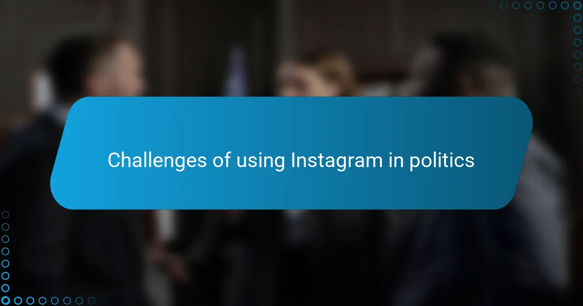 Challenges of using Instagram in politics