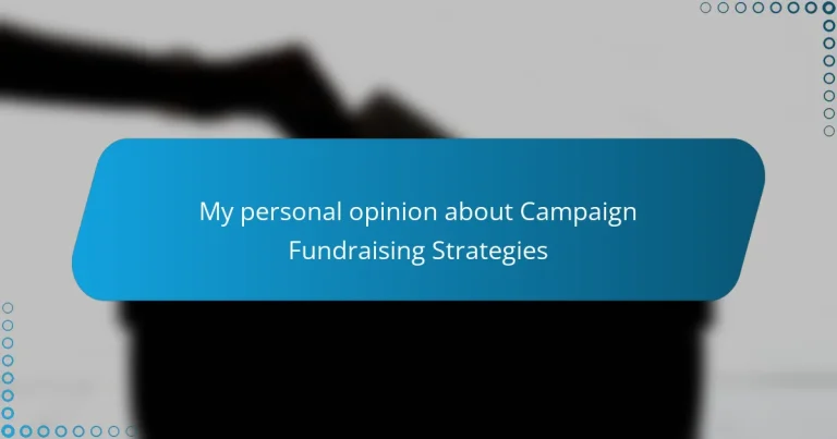 My personal opinion about Campaign Fundraising Strategies