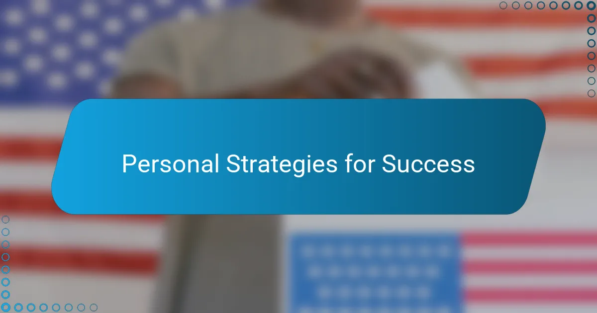 Personal Strategies for Success
