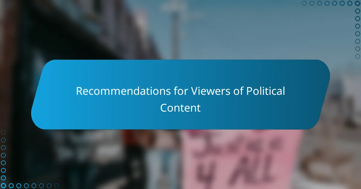 Recommendations for Viewers of Political Content
