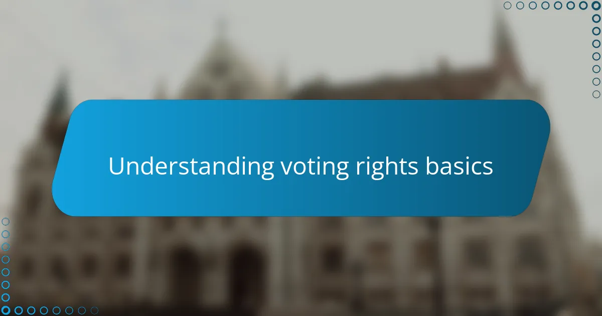 Understanding voting rights basics